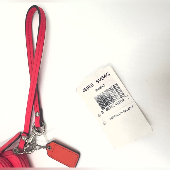 Coach POPPY Flower Eyelet Wrislet Wallet Vintage Pink Orange NWT - Picture 14 of 15